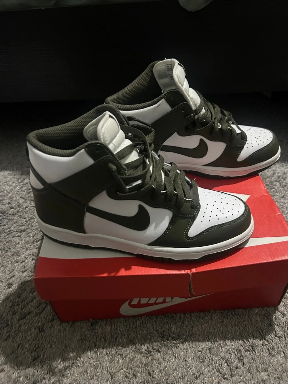 Nike Kids Olive and White High-Top Sneakers